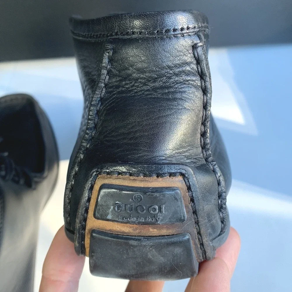 Gucci Chukka Driving Moccasin Boots Shoes Mens 7 Black Luxury Leather Italy
